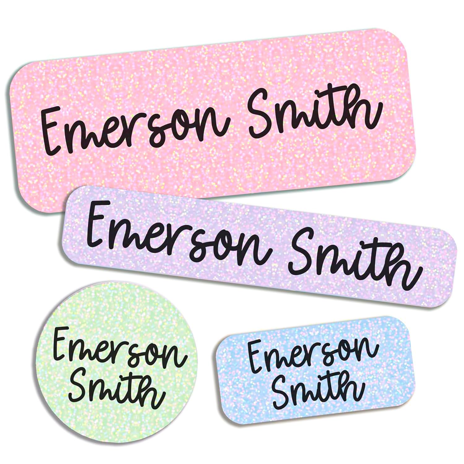 COACO Personalized Kids Name Labels, 90 Holographic Labels, Waterproof, Dishwasher Safe, Ideal for Daycare, Back to School Gift for Kids, Labels for