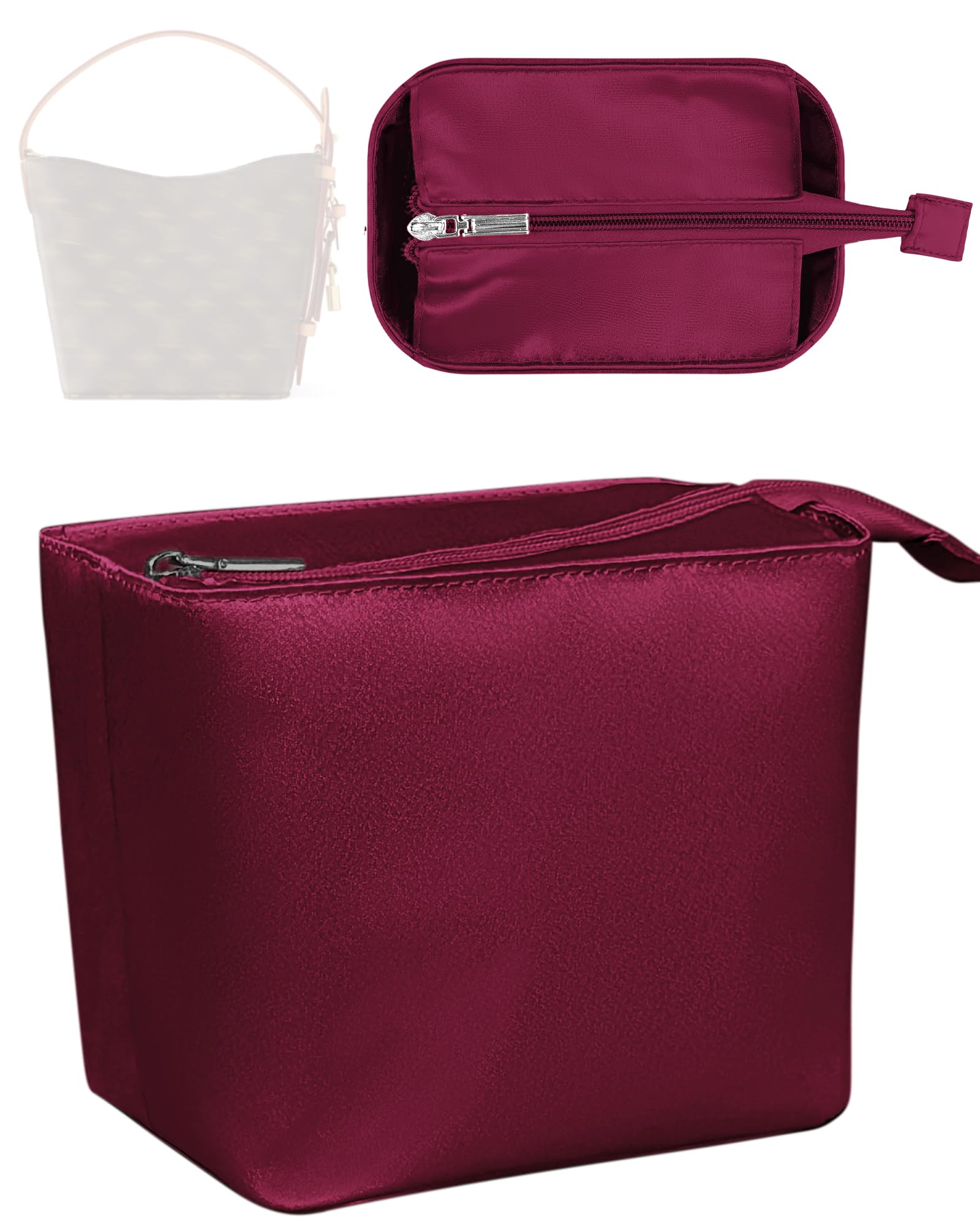 ONEDIAN Purse Organizer Insert, Satin Inner Liner Storage Bag Insert Fit for LV All In BB Bucket Inside Bag Organizer
