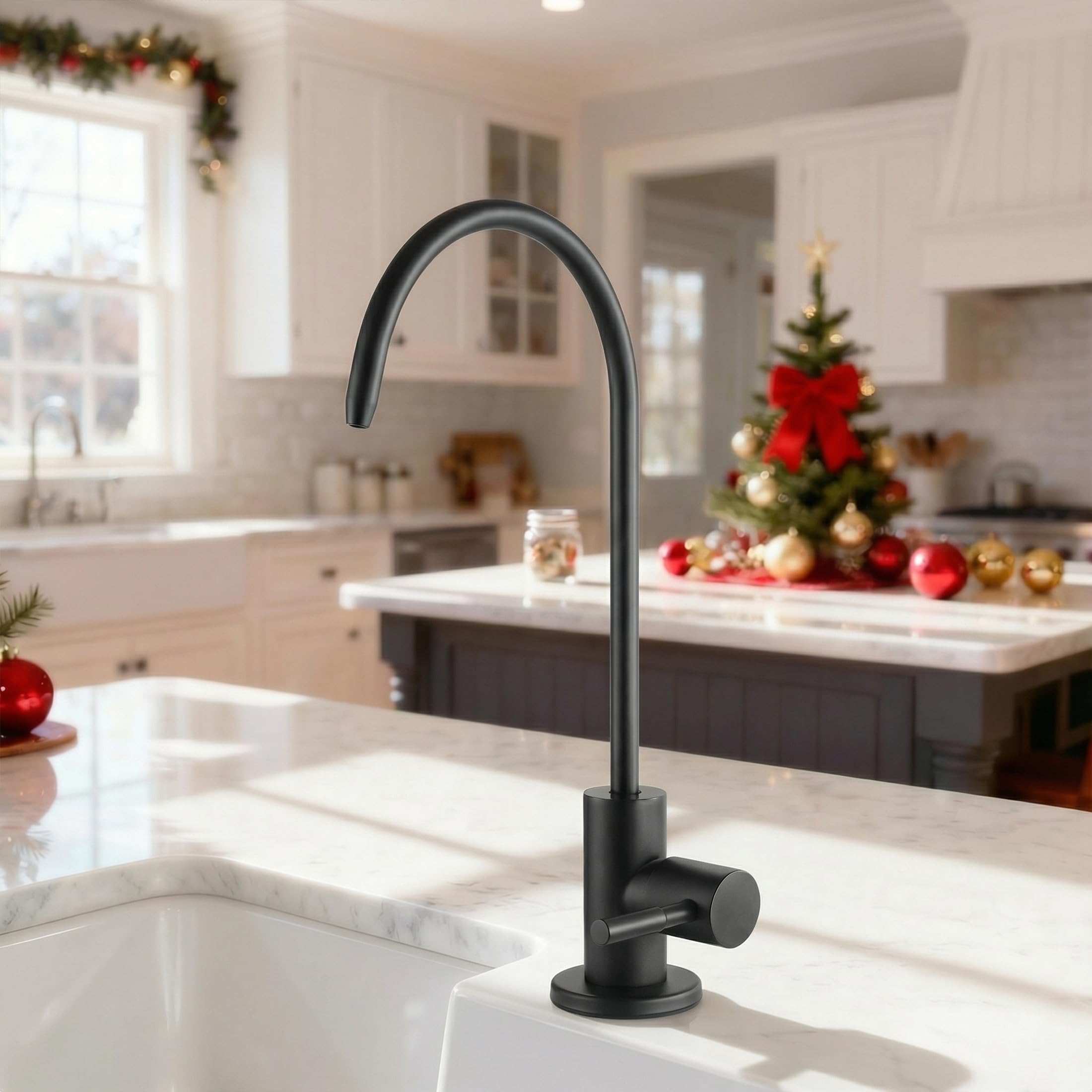 KES Black Water Filter Tap for Kitchen Sink Reverse Osmosis Faucet Non-Air-Gap Drinking Water Tap SUS304 Stainless Steel, Z504CLF-BK