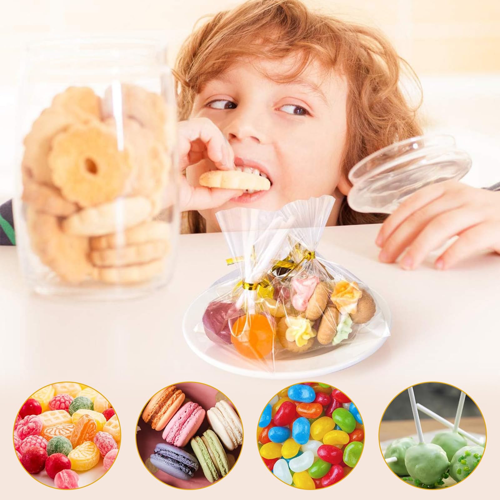 FRXVUC Lot De 100 Sachets Cônes + 100 Bandes Dorées Pour Noël, Fêtes