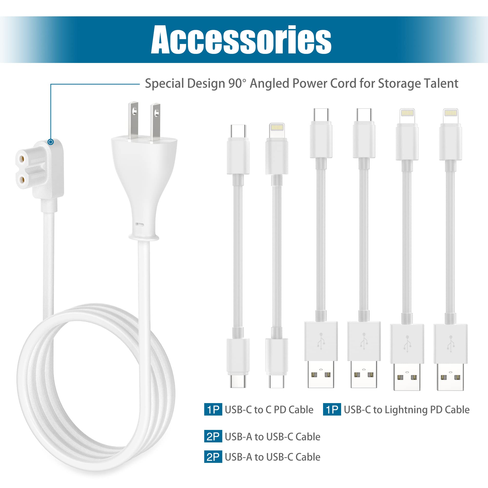 AGVEE Estación de carga multiUSB 7 en 1 de 140 W con múltiples cables, 3 bases de carga inalámbricas para iPad, teléfono, teléfono celular, tableta Android, múltiples dispositivos, color blanco