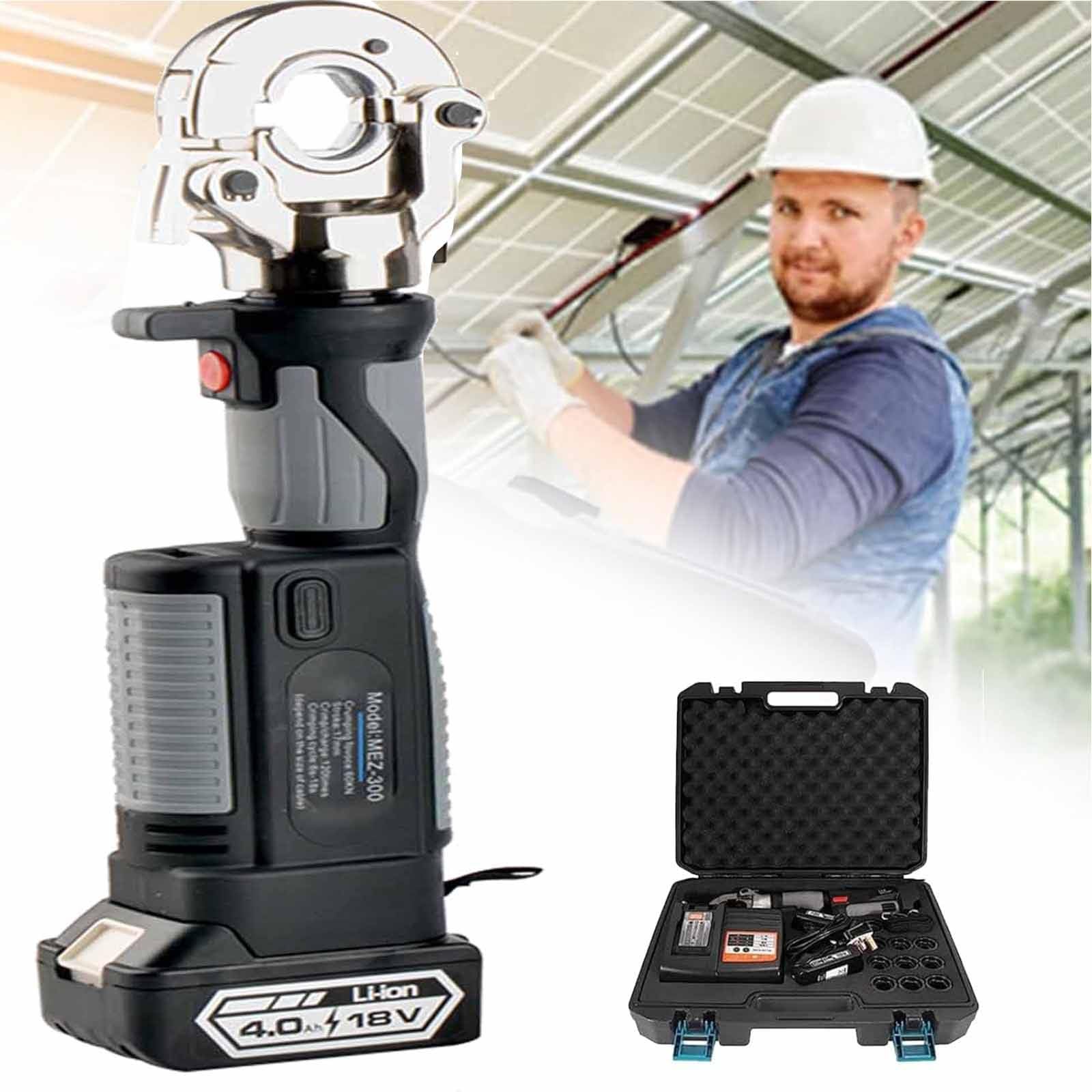 Elektryczne narzędzie zaciskania z możliwością ładowania,Narzędzie zaciskania rur zasilających,Elektryczne hydrauliczne szczypce zaciskania 18 V/4,0 Ah z możliwością ładowania