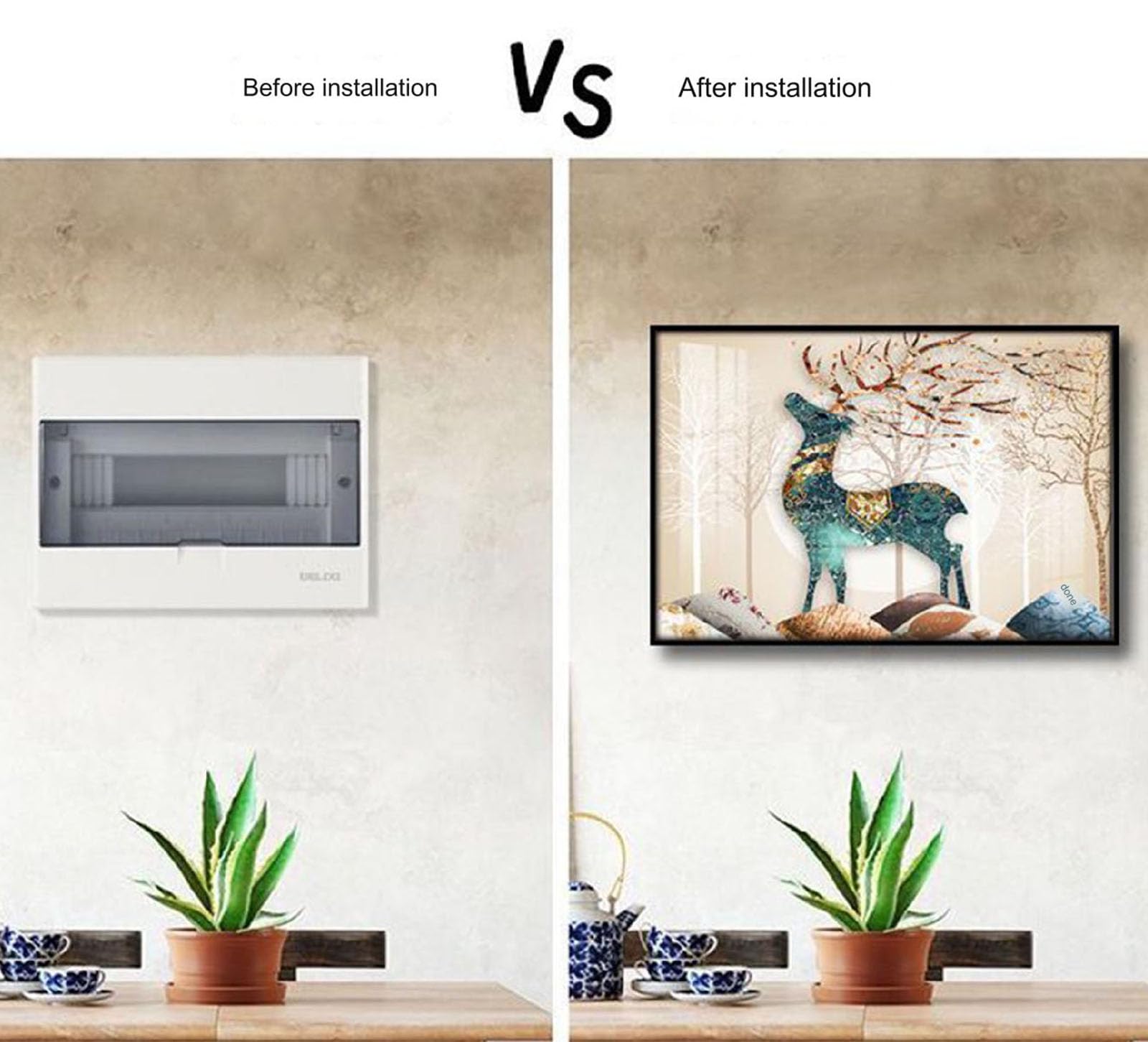 014,40 * 30cm, Quadro Elettrico Decorativo per Quadro Elettrico, Quadro di Distribuzione Schermato Senza Perforazione,Quadro di Sospensione per Soggiorno