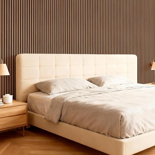 Miniatura 9 de TONOR Paneles acústicos de madera para decoración de pared interior, paquete de 2 paneles acústicos de listones de madera de 47.2 x 23.6 pulgadas,