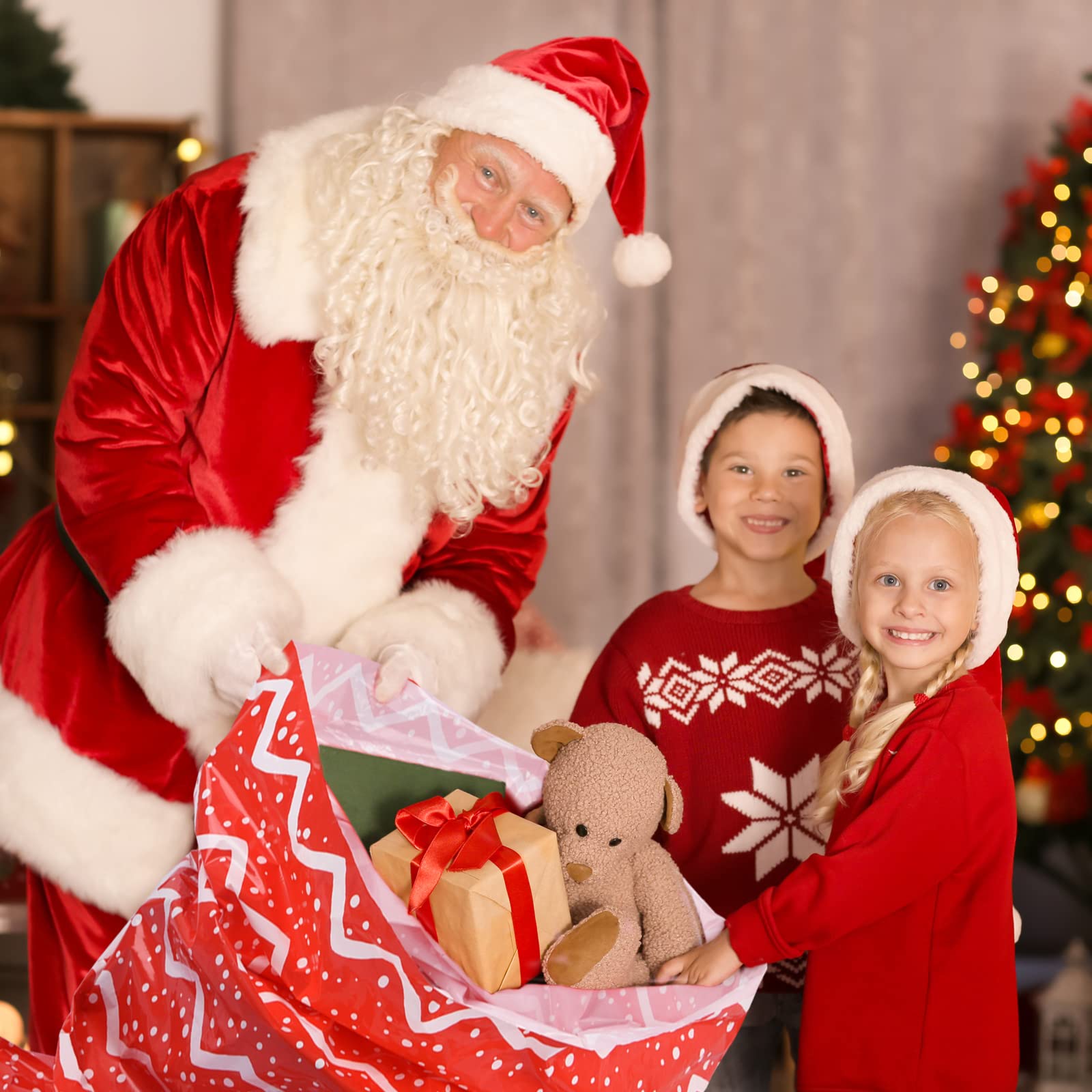 RLDOBOFE Christmas Gift Bags With Drawstring Red Geraniums1