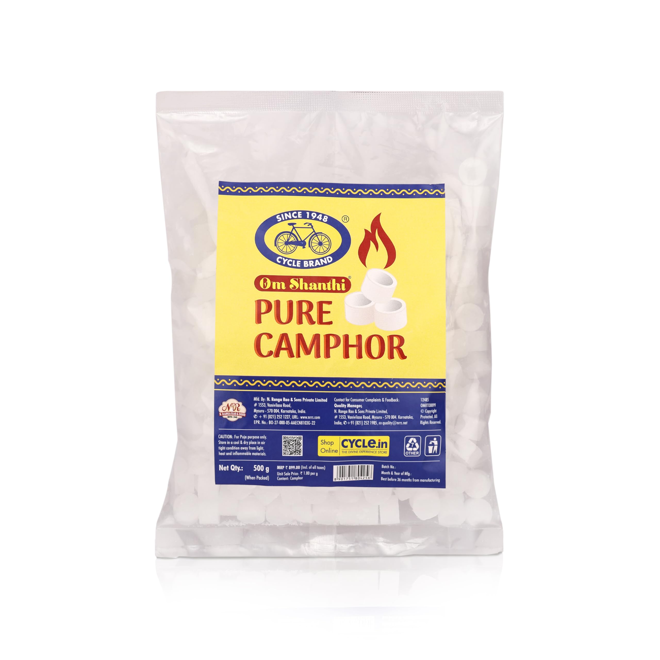 Cycle Pure Om Shanthi Round Tablet Camphor Pouch – 500g | Pure & Residue-Free | Long-Lasting Fragrance-image-29