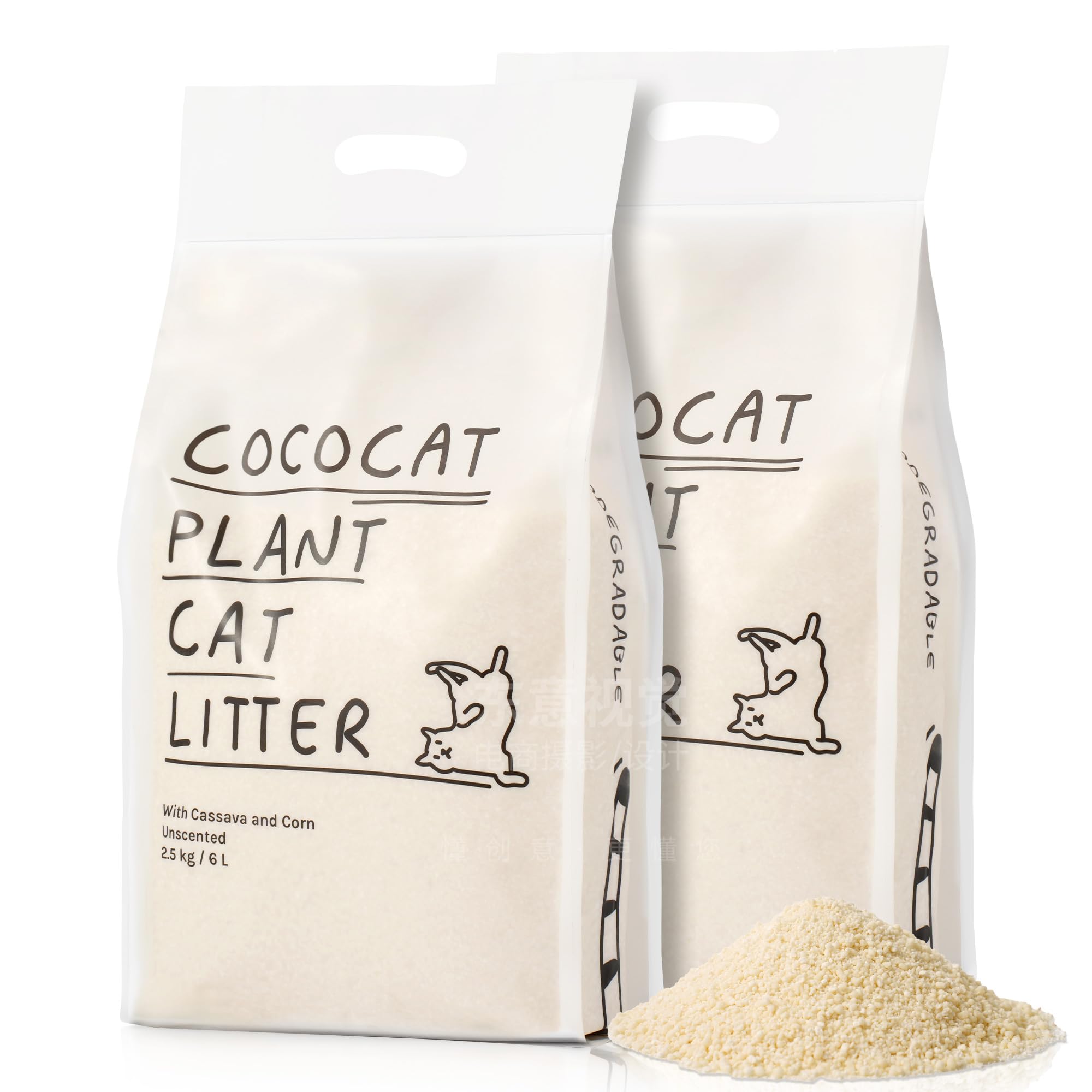 Cococat Cassava Cat Litter, Made for Automatic Litter Boxes (2x2.5kg/6L bag) Strong Clumping