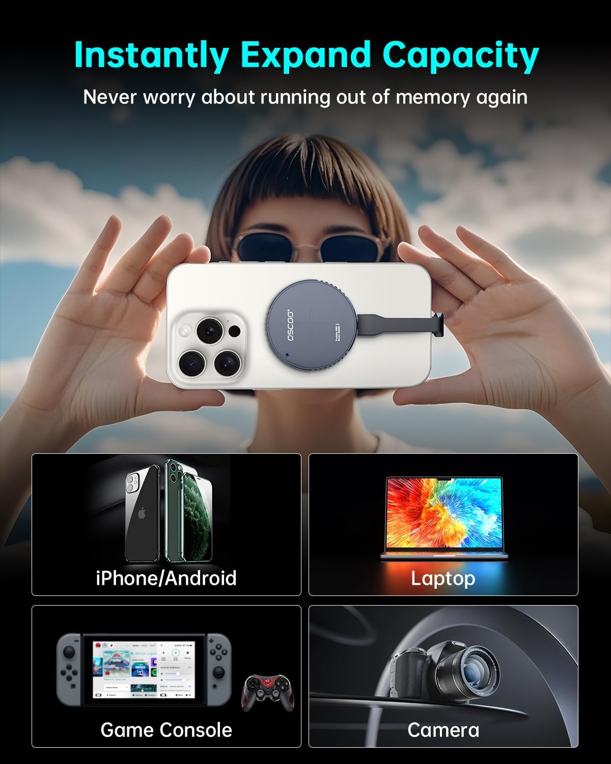 1TB Magnetic Portable SSD, USB 3.2 Gen2 External Hard Drive with PD 100W Pass-Through, 1100MB/s, Supports 4K 120fps ProRes Recording, Compatible with iPhone 17/16/15, Mac, Macbook,Tablet, Laptop - Image 7