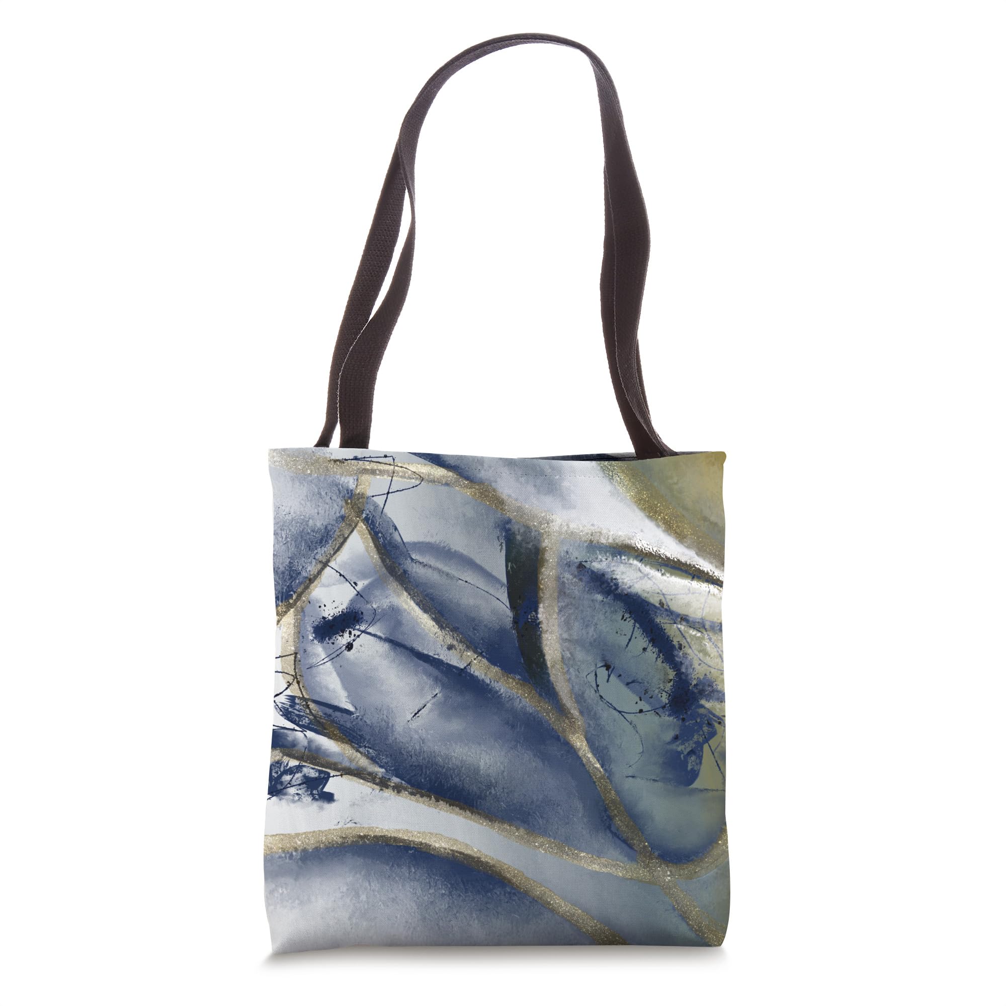 Prussian Blue Gold Digital Art Tote Bag