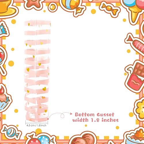 Miniatura 3 de JOERSH Paquete de 100 bolsas de celofán transparente con refuerzo inferior de 8.1 x 5 pulgadas con lazos para galletas, dulces, palomitas de maíz,