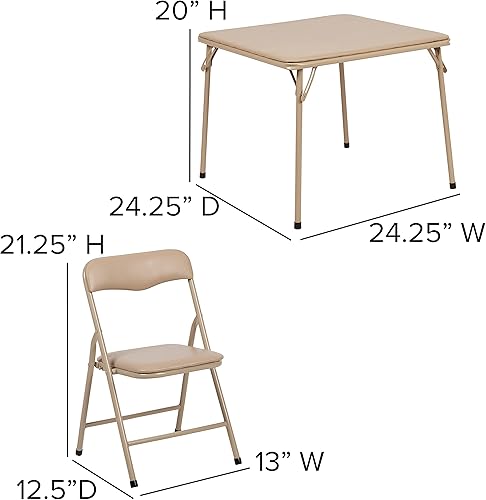 Miniatura 7 de HBCY Creations Juego de mesa y sillas plegables para niños de 5 piezas, diseño bronceado, ligero y portátil, función de bloqueo de seguridad,