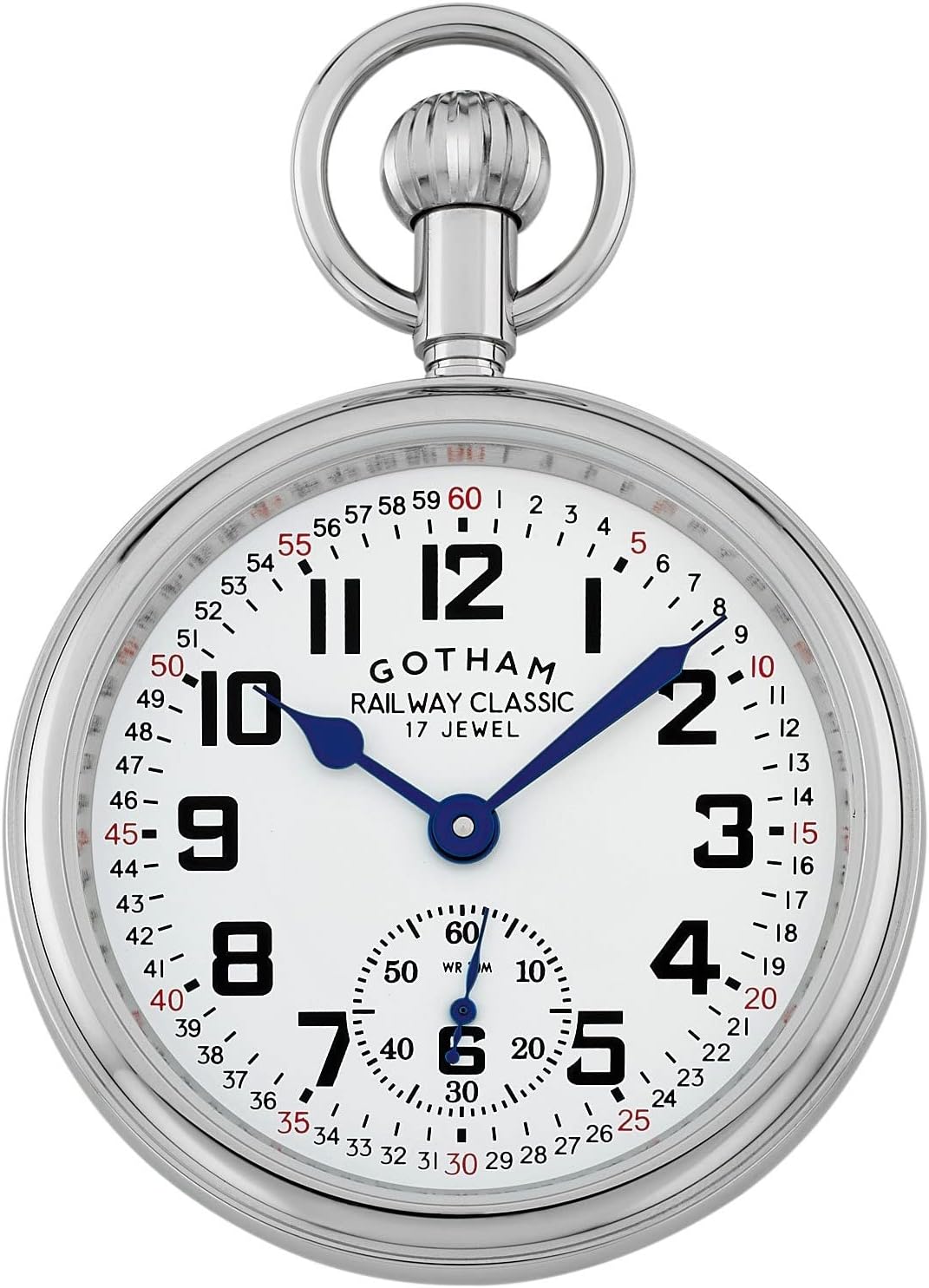 Gotham Men's Stainless Steel Mechanical Hand Wind Railroad Pocket Watch # GWC14111S