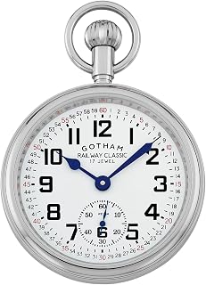Men's Stainless Steel Mechanical Hand Wind Railroad Pocket Watch # GWC14111S