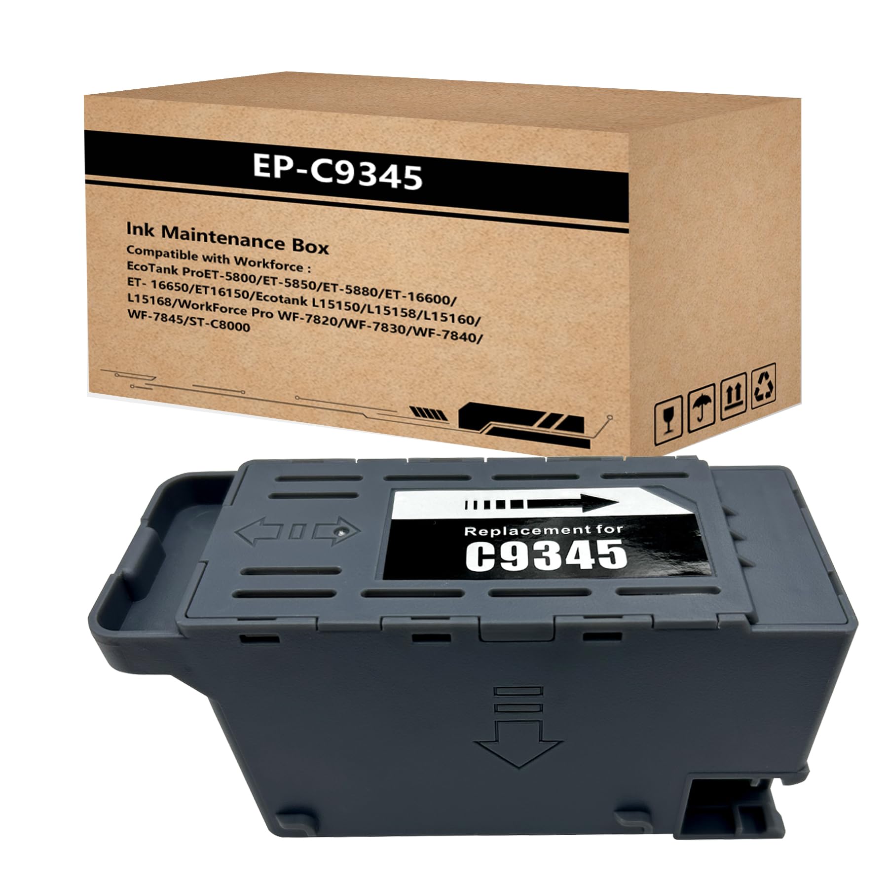 F-ink C9345 Manutenzione Box Compatibile con C12C934591 Ink Manutenzione Box, Funziona con Pro ET-5800 ET-5880 ET-5850 ET-16600 ET-16650 ST-C8000 L15150 L15160 Stampante