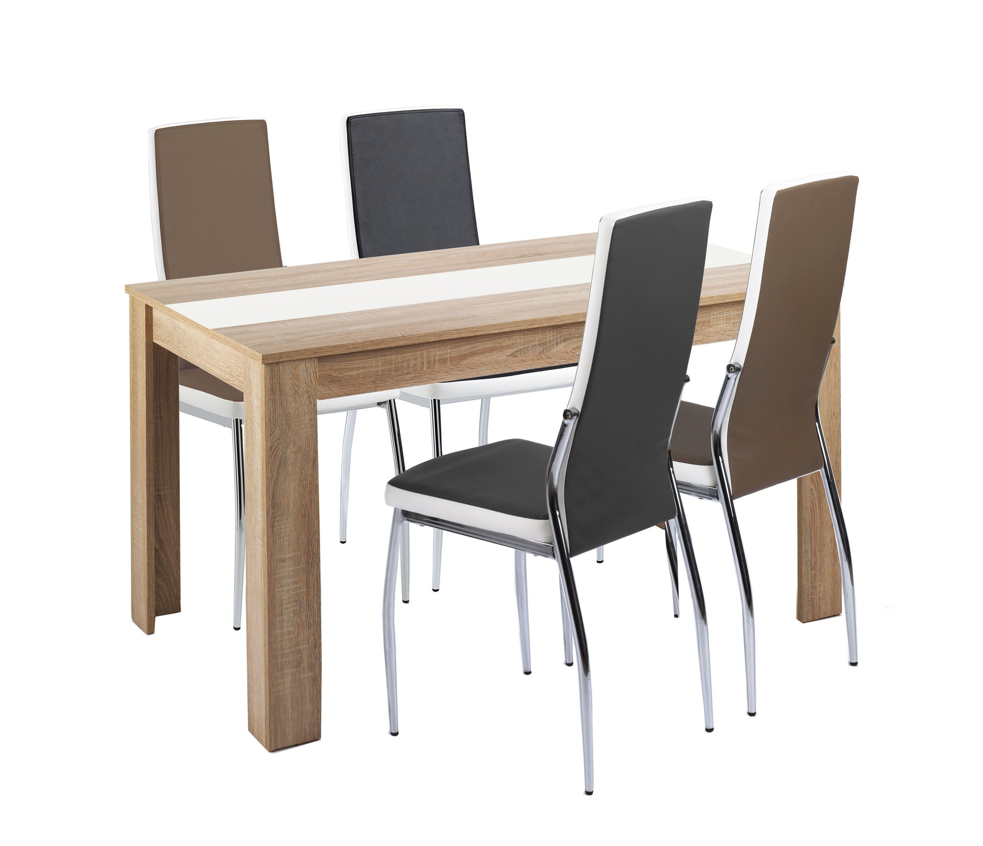 byLIVING Esstisch NORI, Küchentisch in Eiche-Optik, 120 x 80, H 75 cm | Einlegeplatte wendbar in schwarz oder weiß, großer Tisch