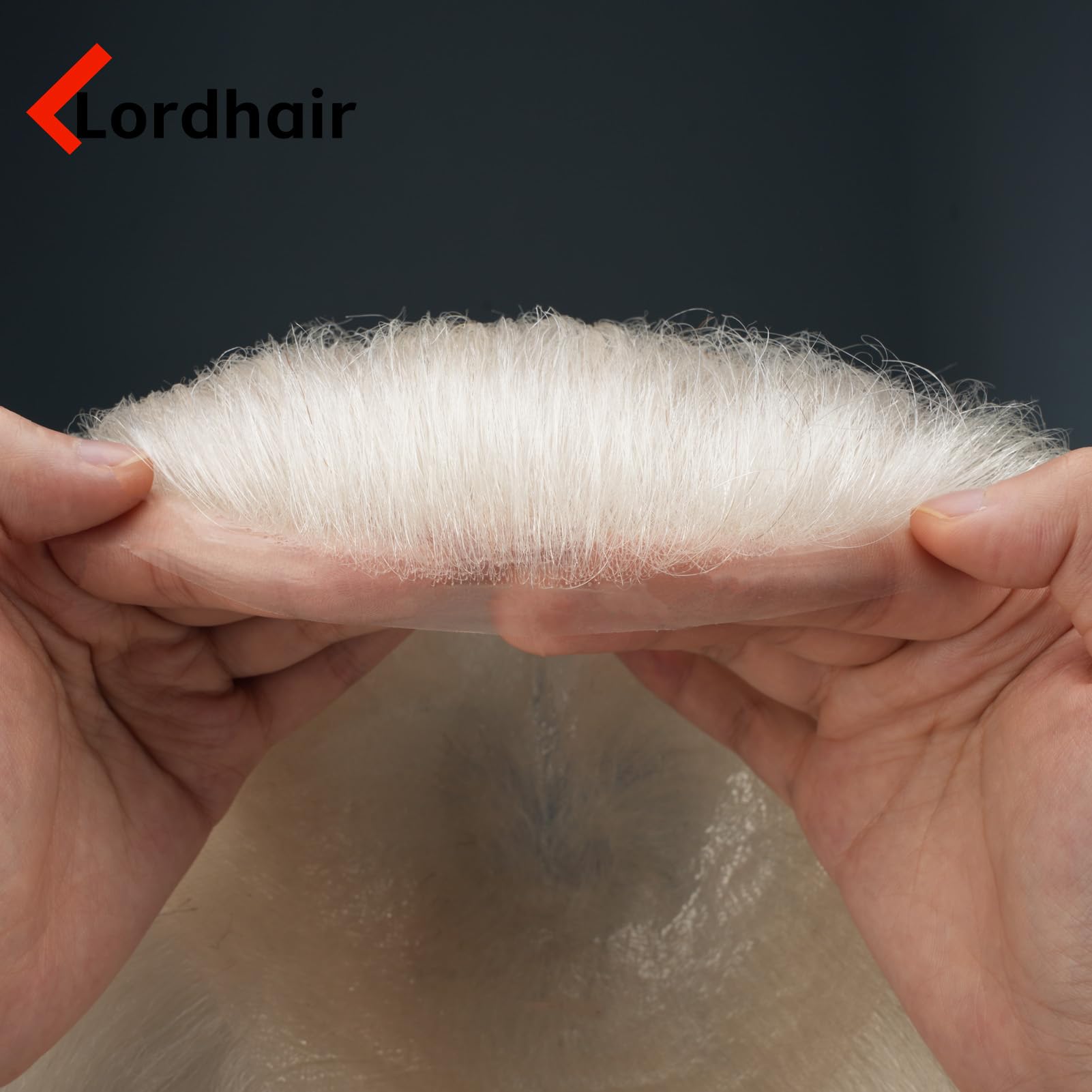 Lordhair Grey White Hair Toupee Hairpiece for Men 0.06mm Thin Skin V-looped Human Hair 8x10 Inch Light Medium Density Hair Replacement System - Image 3