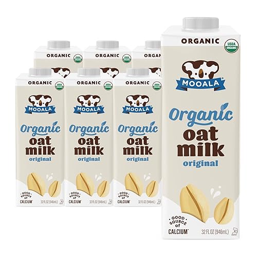 Mooala - Leche de avena orgánica, sin azúcar, 32 onzas (paquete de 6) (32 onzas líquidas (paquete de 6), Original)