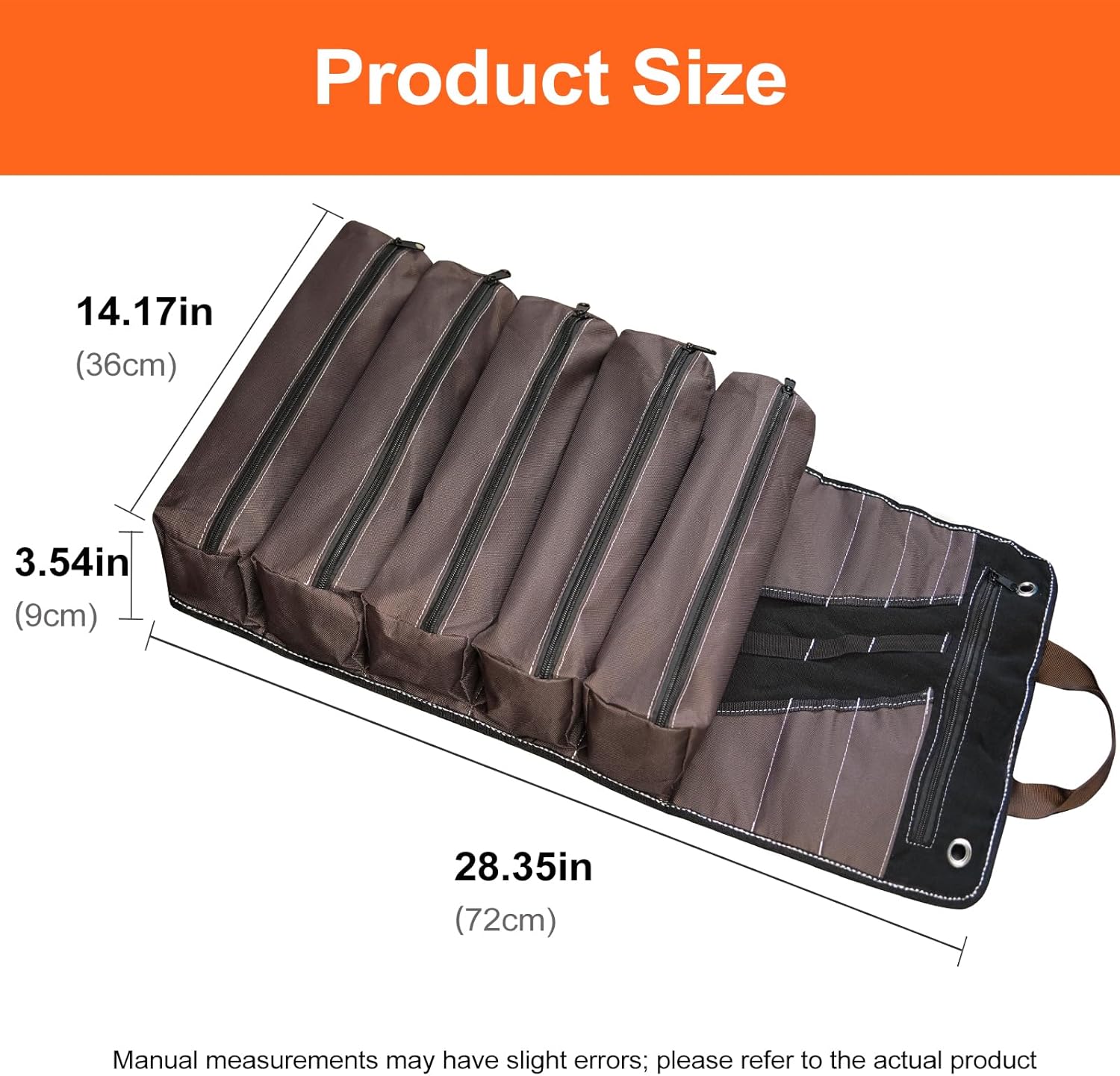 Roll Up Tool Bag Organizer for Men Heavy Duty Tool Wrap Roll Bag Organizers 15L Portable Rollup Toolbag Pouches for Wrenches, Sockets, Hand Tools for Mechanics & Electricians