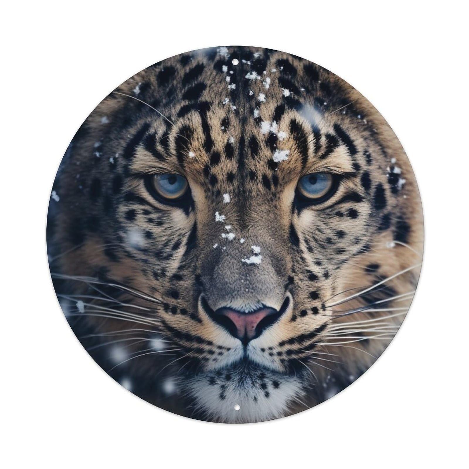 Animal Far Eastern Leopard in Snowy Weather Metal Tin Sign