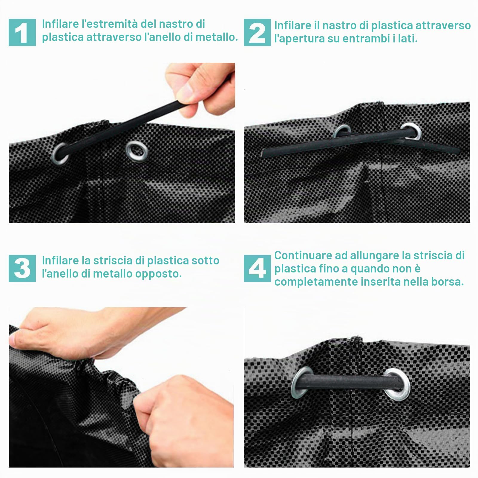 Sacchi per Rifiuti da Giardino Resistenti, 272L x 4Pacchi Sacchi da Giardino Riutilizzabili con Maniglie,incl Guanti, Antistrappo, Idrorepellente, Riutilizzabile, Pieghevole