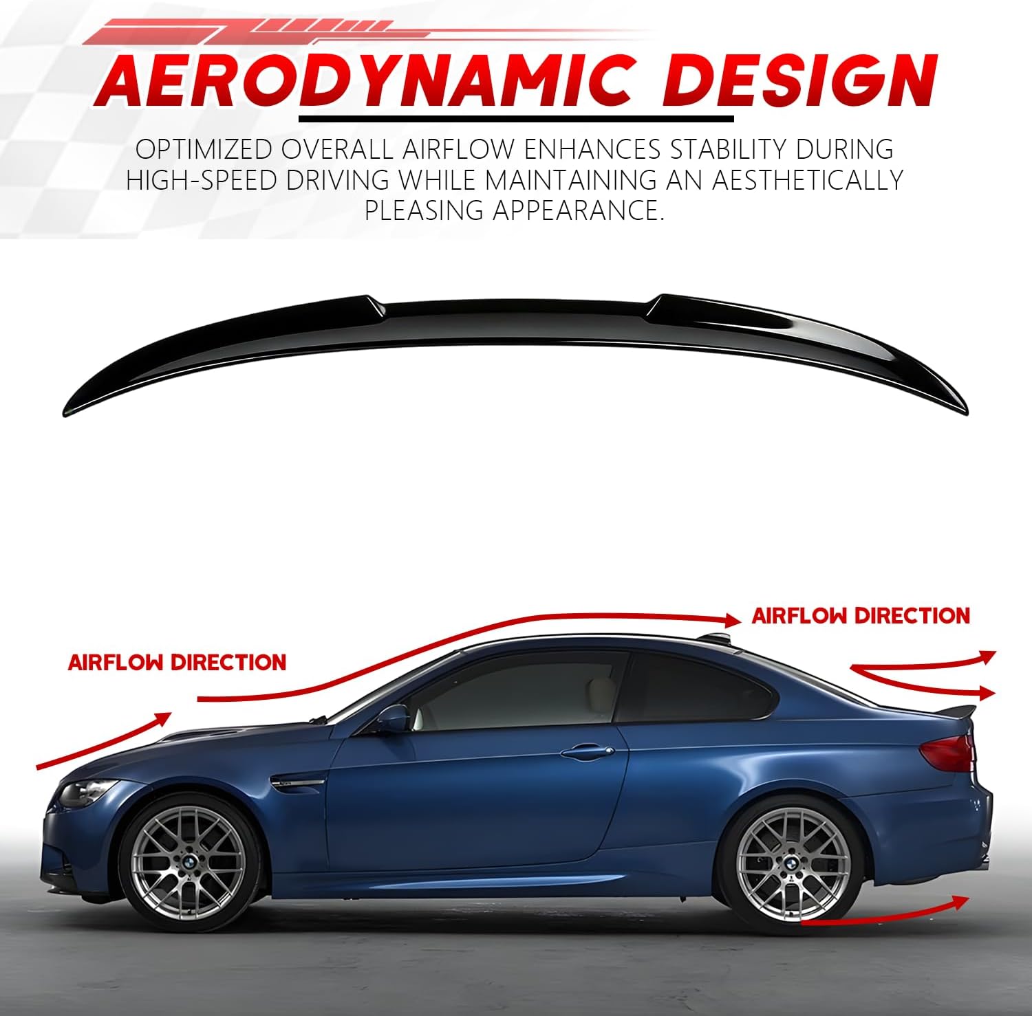 Rear Spoiler for 2006-2011 BMW 3 Series E90/ 2008-2011 M3 Seden, V Style Spoiler Top High Back Trunk Wing for BMW 335i 328i 323i (Gloss Black)