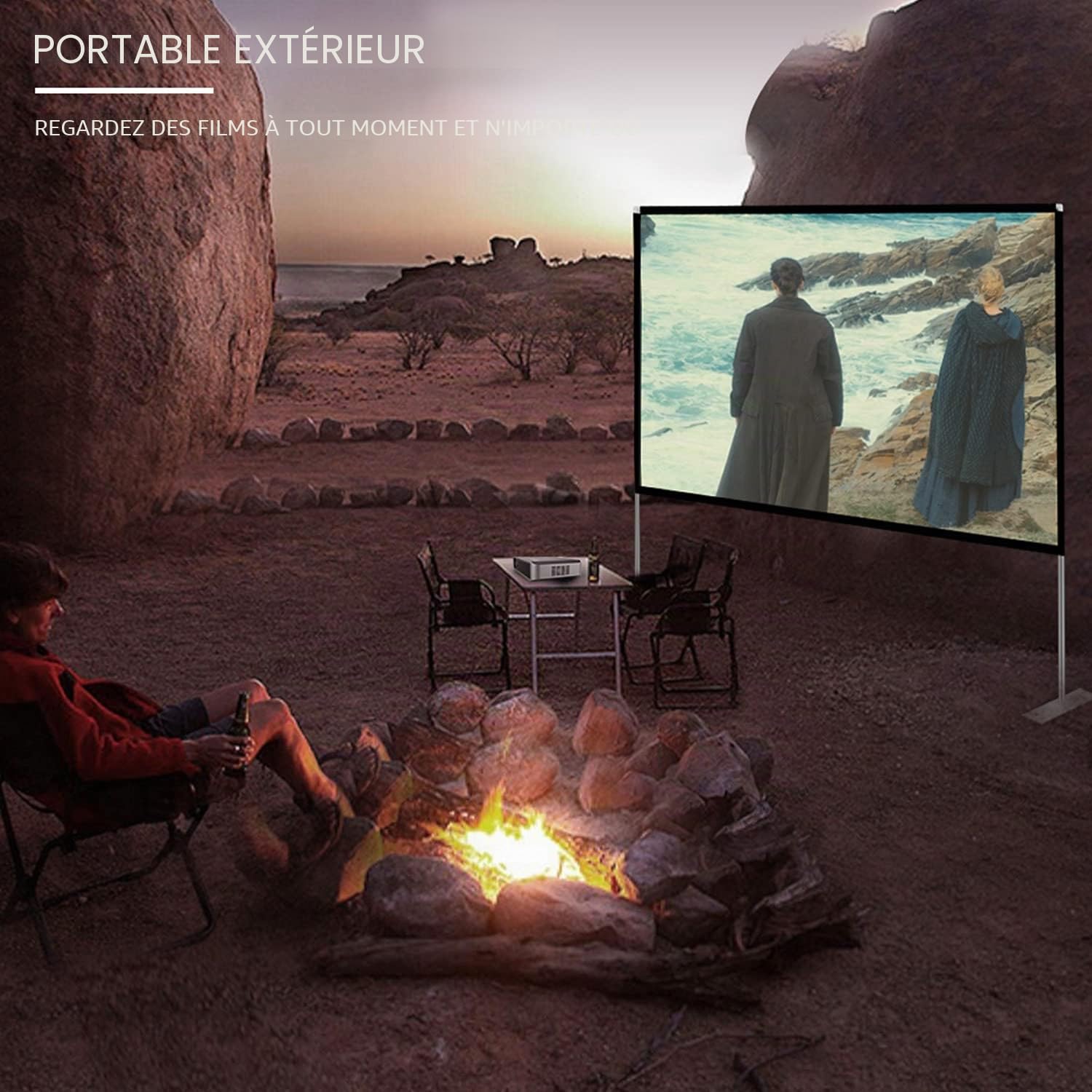 Écran de Projection 80 Pouces 4K HD 16: 9 Ecran Projecteur Pliable Lavable Résistant Portable, Anti-Plis pour Vidéoprojecteurs, Projection Double Face pour Cinéma Maison/en Plein Air (80")