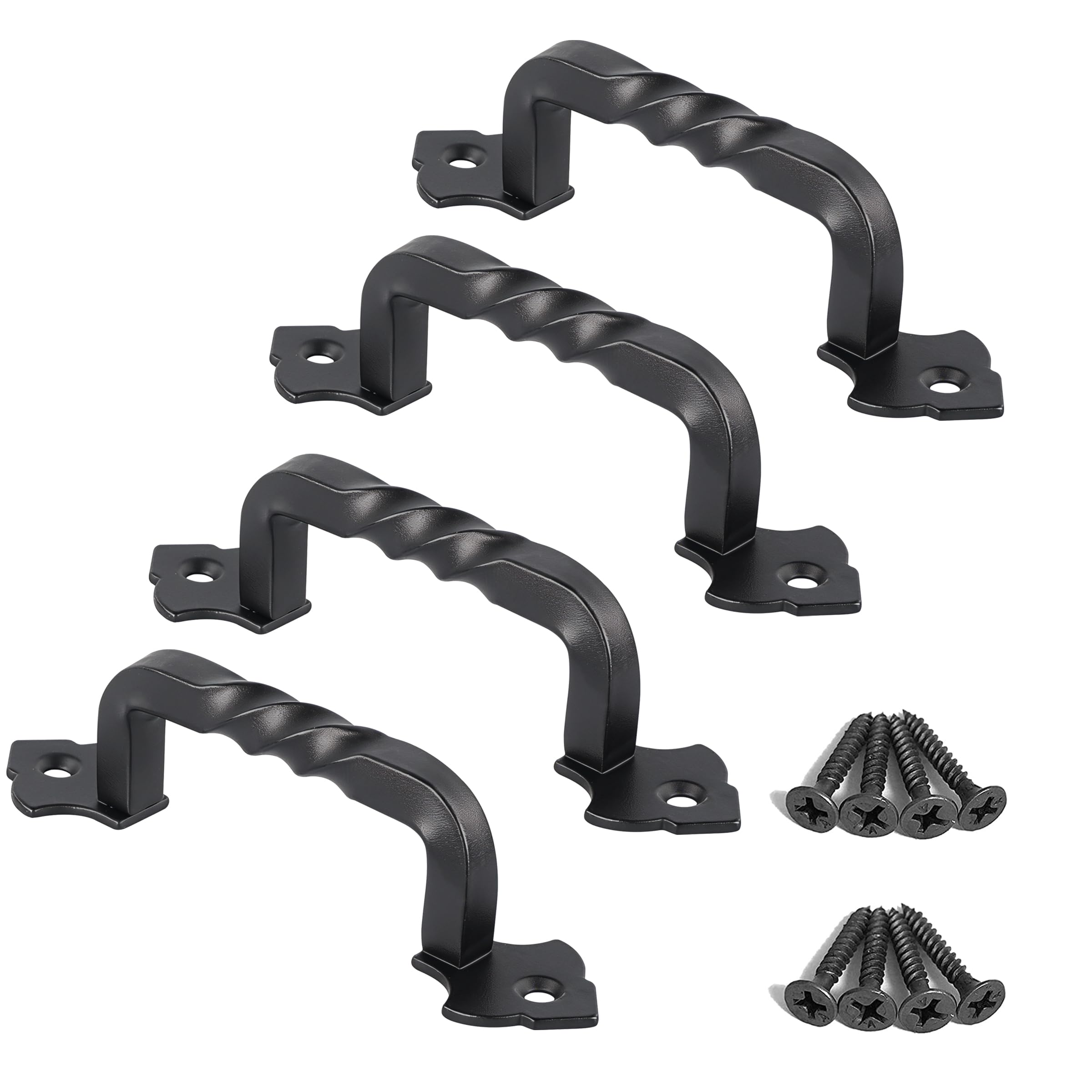 OVOV 4 Pack Barn Door Pull Handle Hardware for Garden Gate 4inch