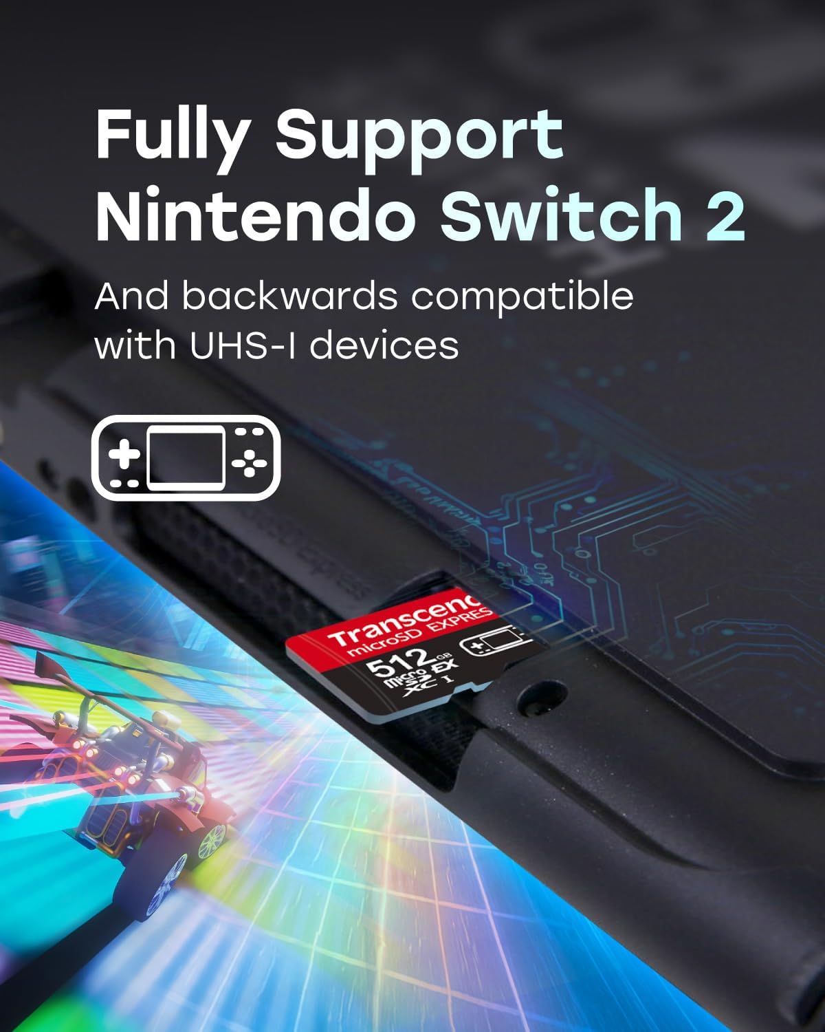 Transcend USD710 512GB microSD Express Card, Up to 900MB/s, for Nintendo-Switch 2/AR VR Devices, 4K 8K UHD Video Memory Card for ROG Ally/Steam Deck/MSI Claw/GoPro/Insta360/DJI/Drone, A1 V30, UHS-I U3