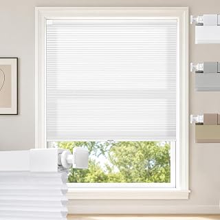 No Drill Cellular Shades Light Filtering Honeycomb Blinds 35Wx48H White