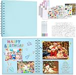 Scrapbook Photo Album, DIY 8 x 8 Inch Hardcover Kraft Blank Paper scrapbooking supplies, 40 Pages with 6 Metal Pens Memory scrap Book for Anniversary Family Wedding (Brown, 8 Inch 40 Pages)