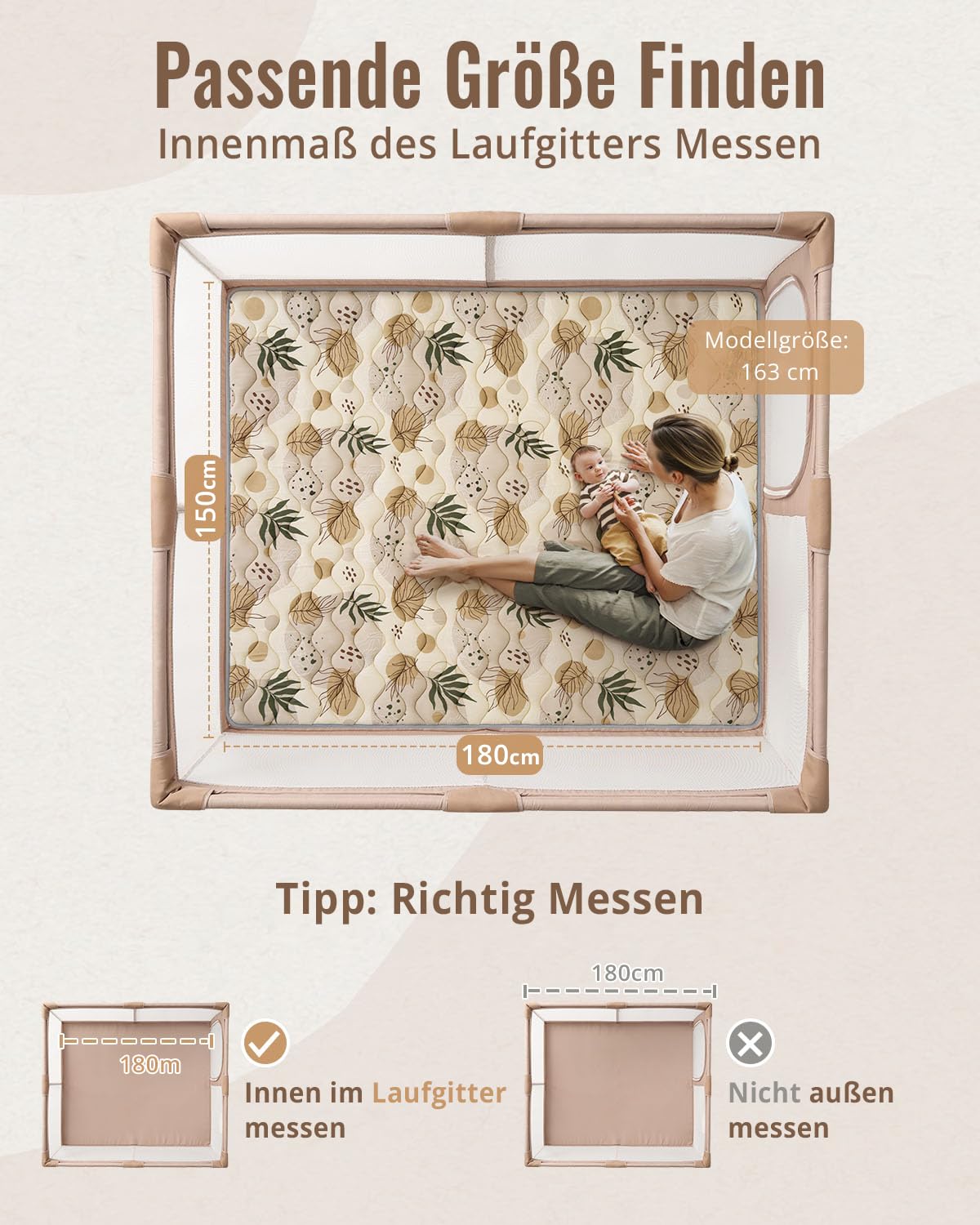 Blissful Diary Krabbelmatte Baby Spielmatte 180x150cm Krabbeldecke für Baby | Faltbar Baby Teppich, Waschbar, Rutschfeste Playmat, Extra Dicke Bodenmatte Kinder, Baby Essentials Geschenk Jungen Mädchen