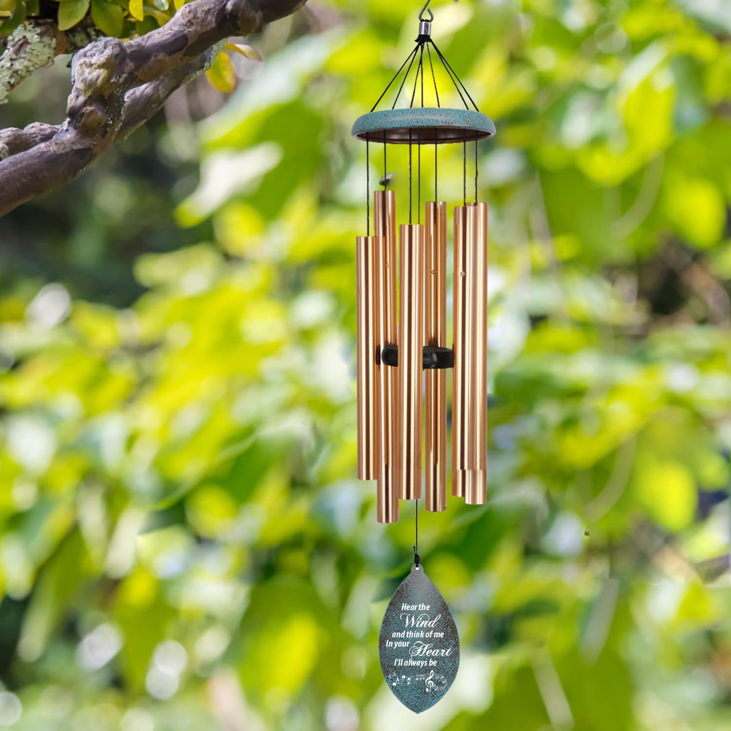 Personalized Sympathy Wind Chime, Memorial Wind Chimes for The Loss of a Loved One, Wind Chimes for Outside Deep Tone, Loss of Mother Father Husband Condolence Remembrance, Produced in USA