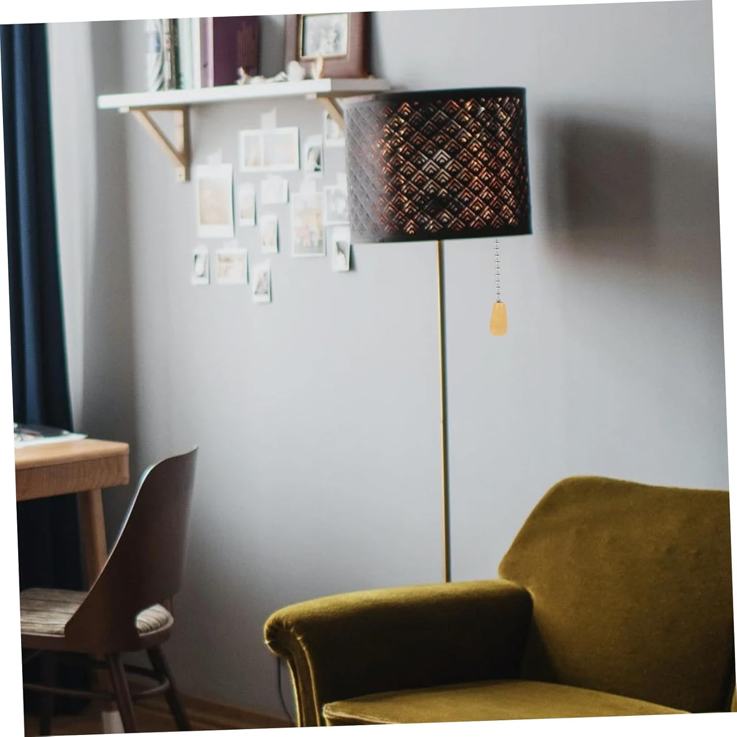 Switch Panel,2pcs Lighting Accessories Metal Chains Simple Pull Beaded Chain Fan Pulls Lamp Accessory Chain Ornament Ceiling Light Chain (Color : Silver, Size : 11x9cm)