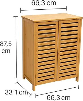 Doğal Bambu Balkon ve Banyo Dolabı, 2 Kapaklı Panjurlu Çamaşır ve Saklama Dolabı, İç & Dış Mekân Uyumlu