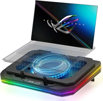 Cooling Pad for Asus ROG Zephyrus G16 G14 G15 M16 M15 S S17 Zephyrus Duo 16 15 ROG Flow X16 Gaming Laptop,with Powerful Turbo Cooling Fan Can Fast Cooling CPU+GPU 40C, 6 RGB Light Mode,Touch Start