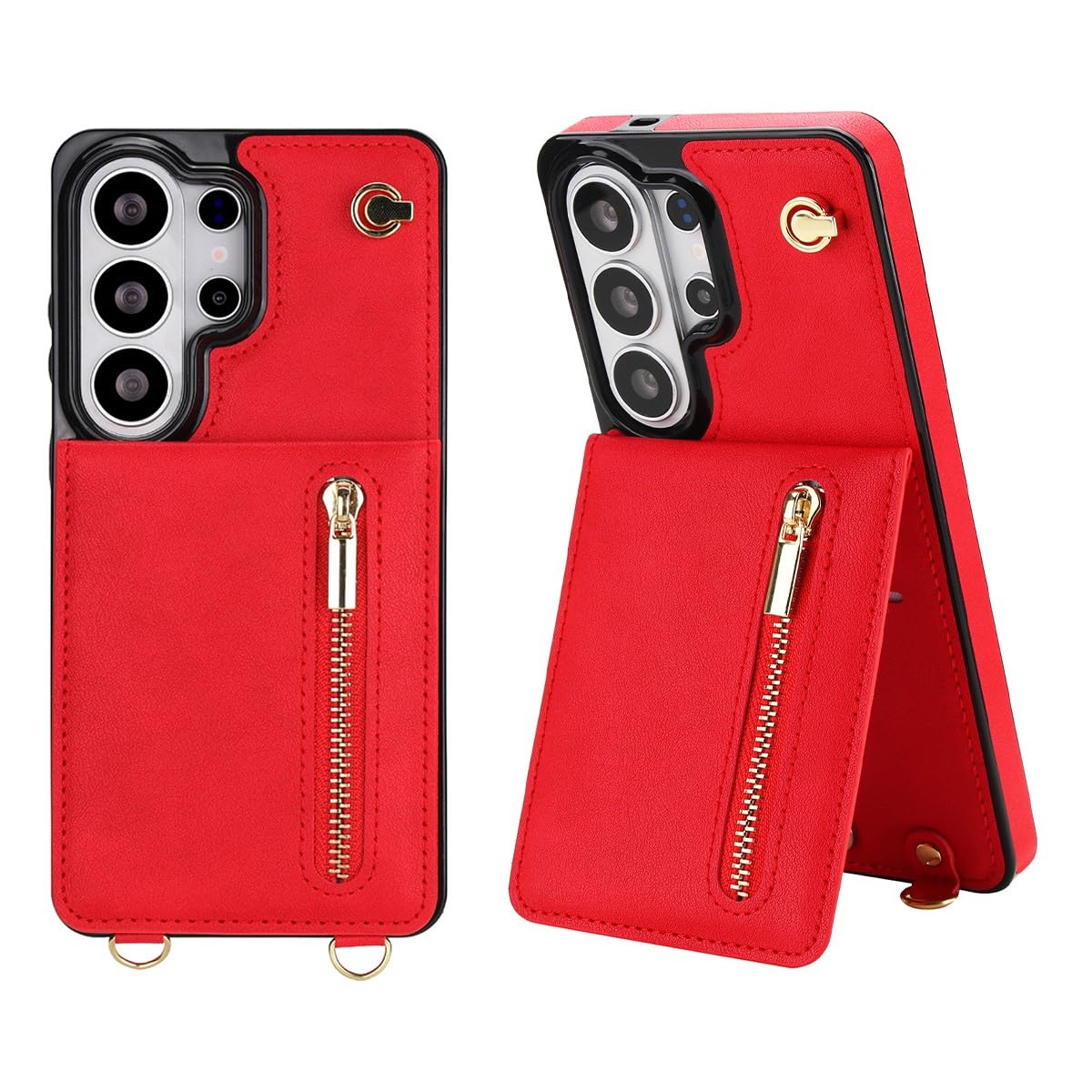 Étui Samsung Galaxy S21 cuir silicone rouge avec sangle - 8