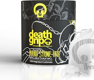 Death Grip Doom Stone Orb Refillable Chalk Ball - 2 oz (60g) 100% Magnesium Carbonate - Rock Climbing, Gym, Gymnastics Chalk - Lifting, Workout or Bouldering - Premium Hand Chalk for Precision Grip