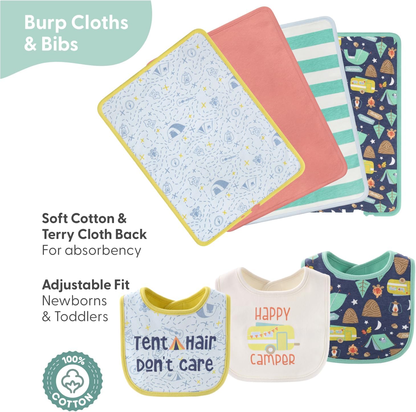 The Peanutshell Baby Layette Gift Set for Baby Boys or Girls - 30 Piece New Born Unisex Gift Set, Clothes & Newborn Essentials Must Haves - Clothes 0-3 Months - Happy Camper