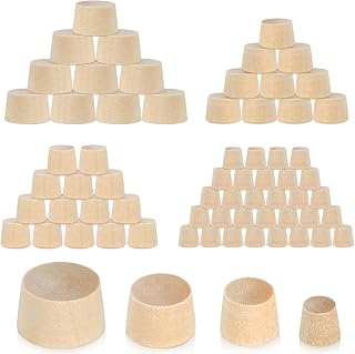 Fansunta 200 Pcs Classic Conical Wooden Hole Plugs, Wood Button Plugs for Screw Hole, Flat Head Wood Hole Plugs for Holes in Wooden Locking Hole Furniture(3/16 Inch, 5/16 Inch, 3/8 Inch, 1/2 Inch)