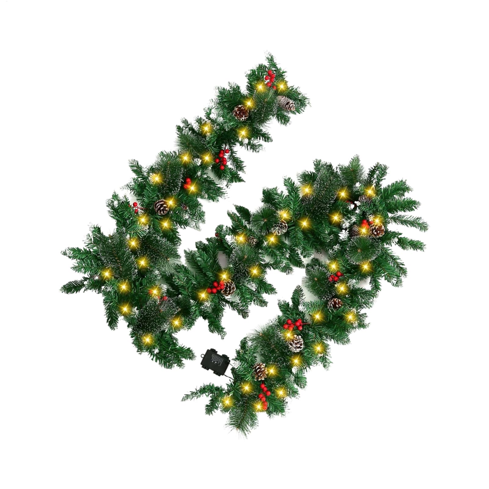Guirlande De Noël artificielle avec pin et baies pour fenêtre
