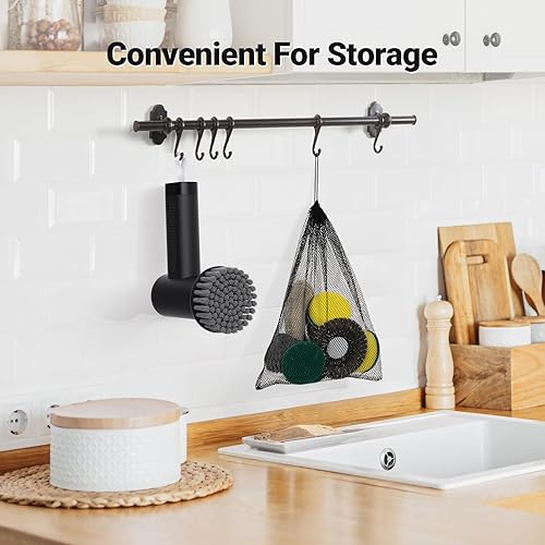 Miniatura 7 de Depurador eléctrico giratorio, 3000 mAh inalámbrico con 8 cabezales reemplazables, limpiador de mano ligero de doble velocidad para limpiar