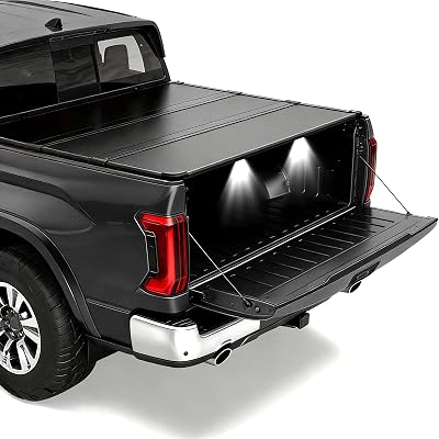 4.5ft Hard Tri Fold Truck Bed Cover Tonneau Cover Fits 2022-2026 Ford Maverick Styleside (54.4") Pickup Truck Bed with Led Light