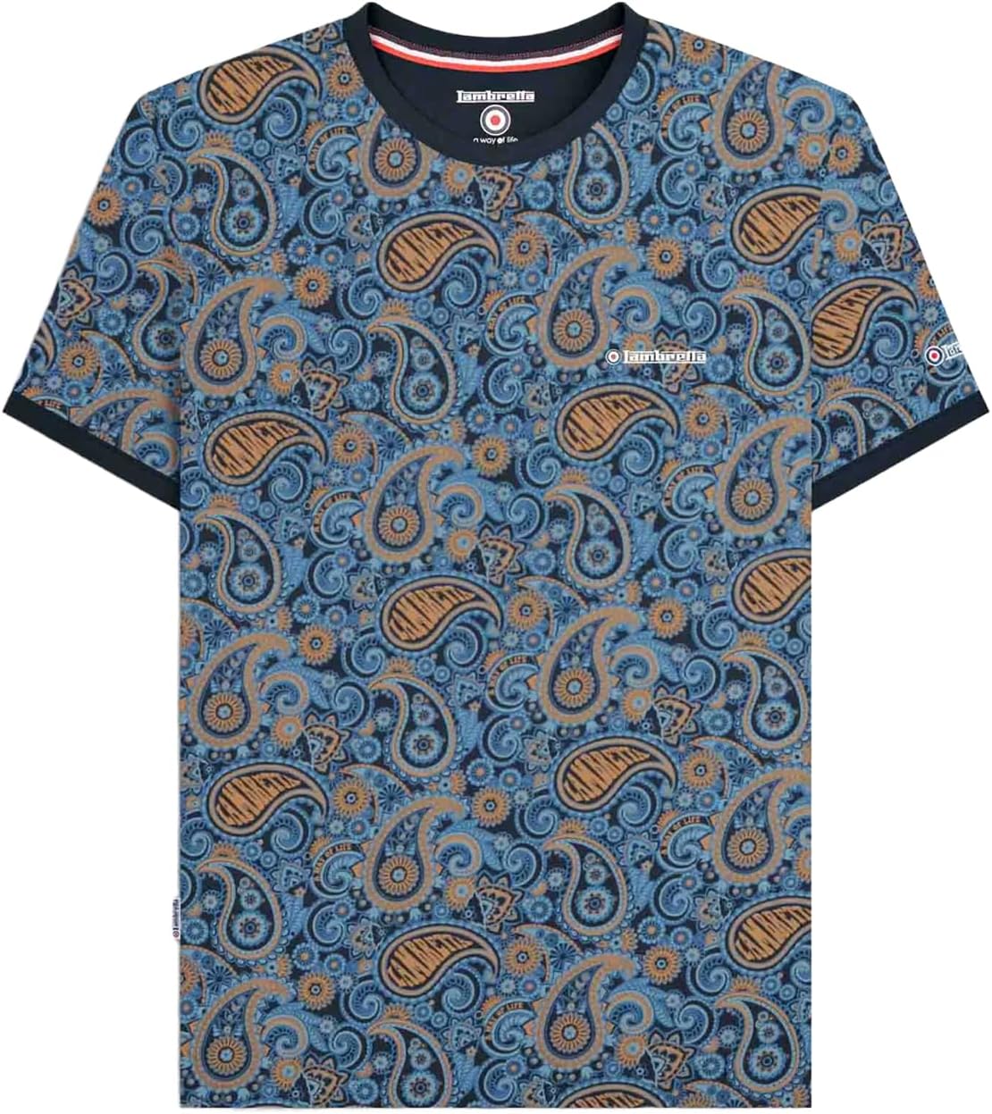 Lambretta Mens Paisley Brand Short Sleeve T-Shirt