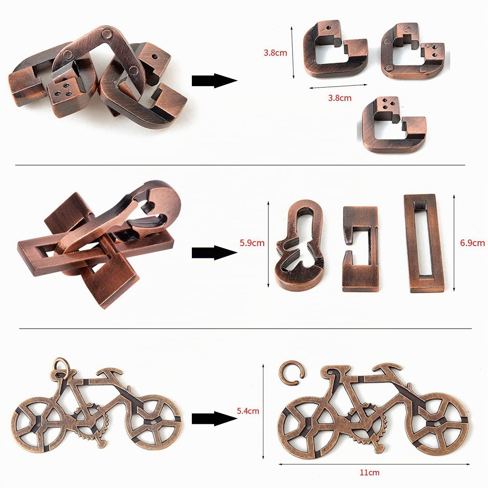 Joyeee Knobelspiele Metall Puzzle Set, Zaubertrick Spielzeug Denkaufgabe IQ Geist Test Lernspielzeug für Party Mitgebsel Erwachsene Teenager und Kinder Herausforderung, Hohe Schwierigkeit, 25Stück - A