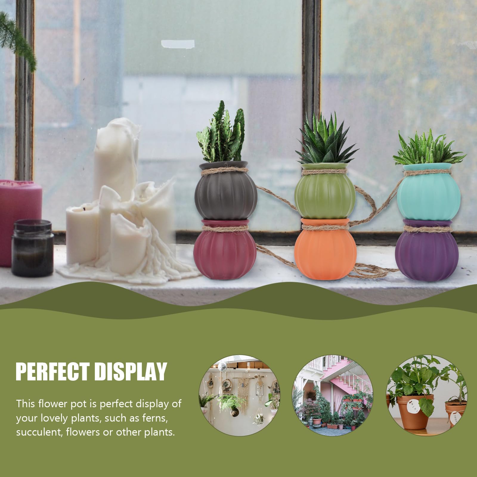 Toyvian Vaso Pensile in Ceramica Corda, Piccolo, per Fiori e Felci