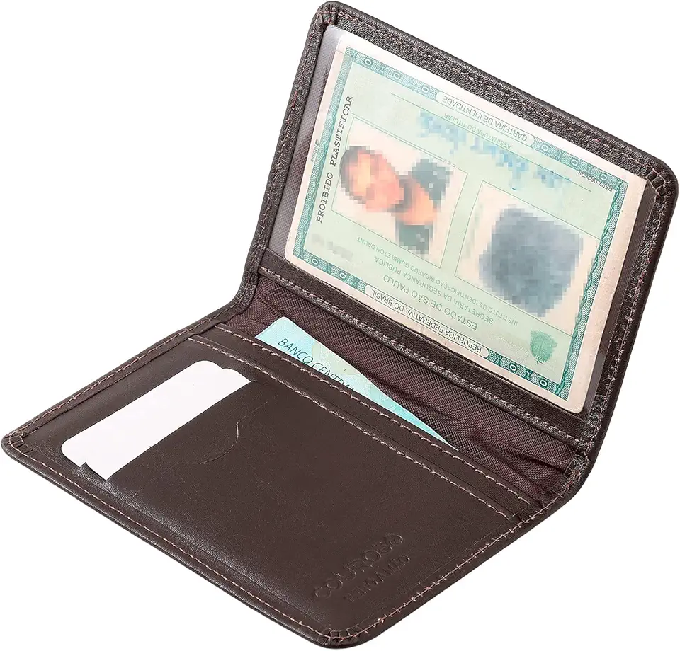 Carteira Masculina Couro Legítimo Rg Documento Veicular Cartões Cédulas Couro50 70C50