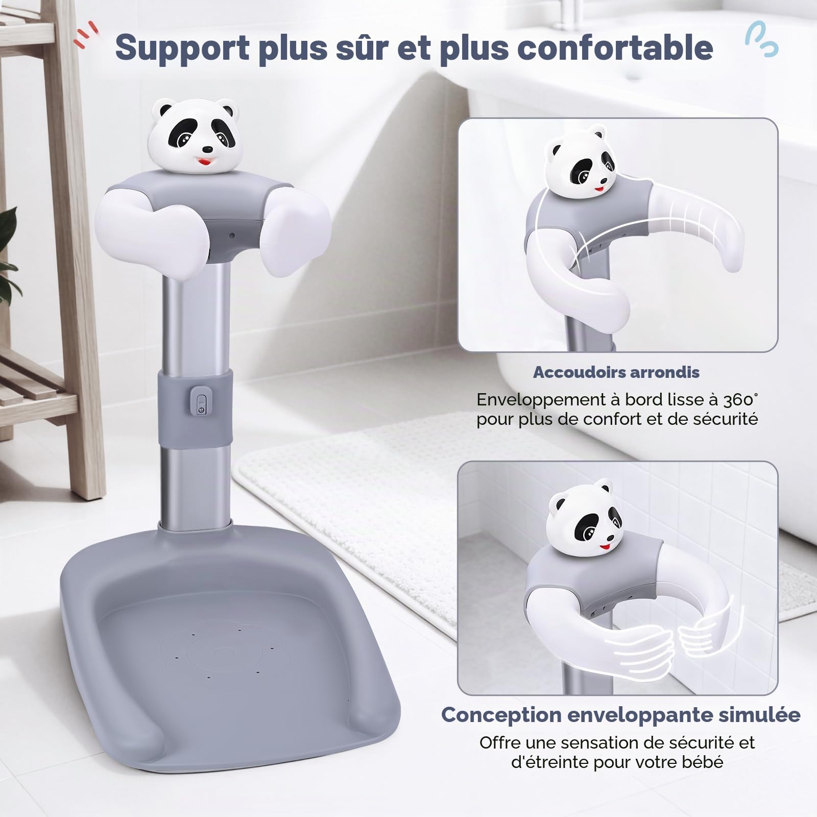 Bebe Debout Support de Bain Bébé Base Antidérapante Anti-pincement Tour Baignoire Réglable