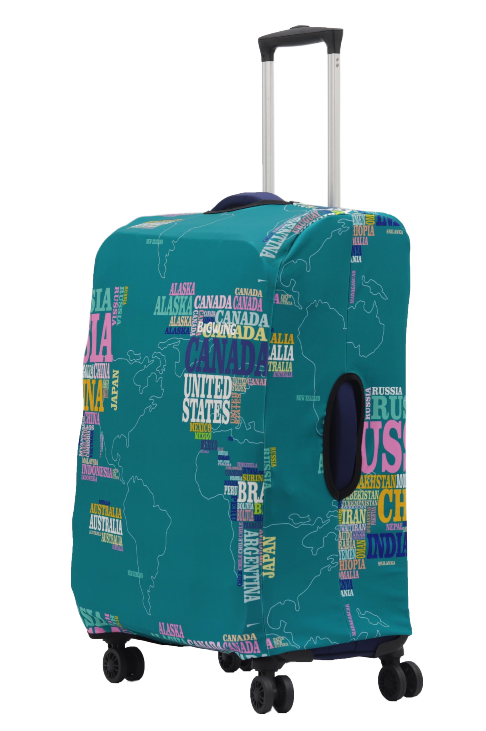 Protective Cover in Polyester Fabric with World Map Print for | 28' Inch 75 cm Large Size | Soft Luggage Trolley Bag Cover (Fits Only On Fabric Trolley Bag)-image-3