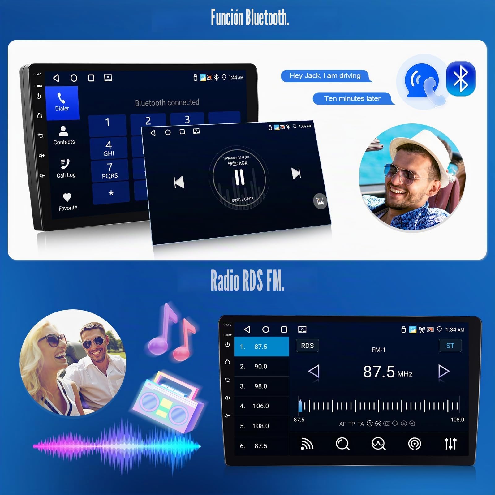 OiLiehu 4G+64G Android 13 2Din CarPlay Android Auto Radio para Renault Dacia Sandero 2 B52 2012-2019 Pantalla Radio Coche 9 Pulgadas Bluetooth GPS FM/RDS WiFi SWC EQ Camara Marcha Atras