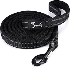 PETTOM Laisse pour Chien, Laisse Dressage Chien Grand Moyen Petit, Poignée Rembourrée, Réfléchissant(Noir, 2m)
